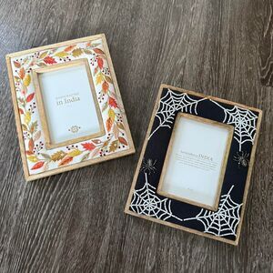 Embroidered beaded wood fall/ halloween frames